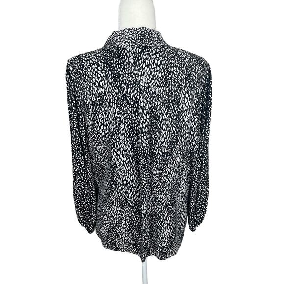 Alice + Olivia Willa Cutout Blouson Sleeve Top Modern Black and White Size Large - Picture 9 of 16